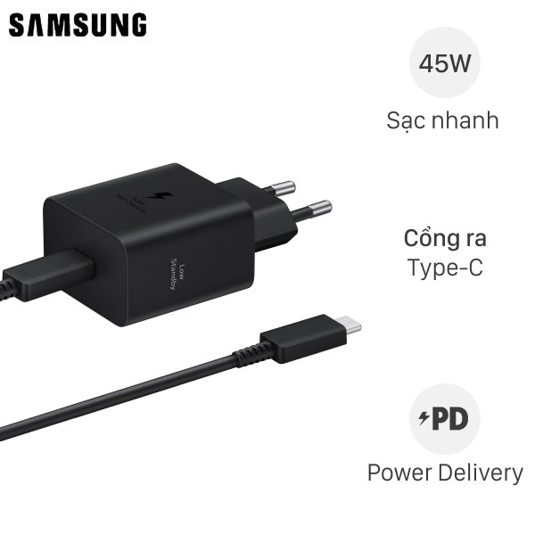 Bộ sạc nhanh Type-C PD 45W Samsung EP-T4511 kèm cáp Type-C to Type-C