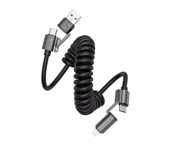 Cáp sạc nhanh lò xo đa năng 4 in 1 Lightning Type-C 60W 1.5m Xmobile CS312