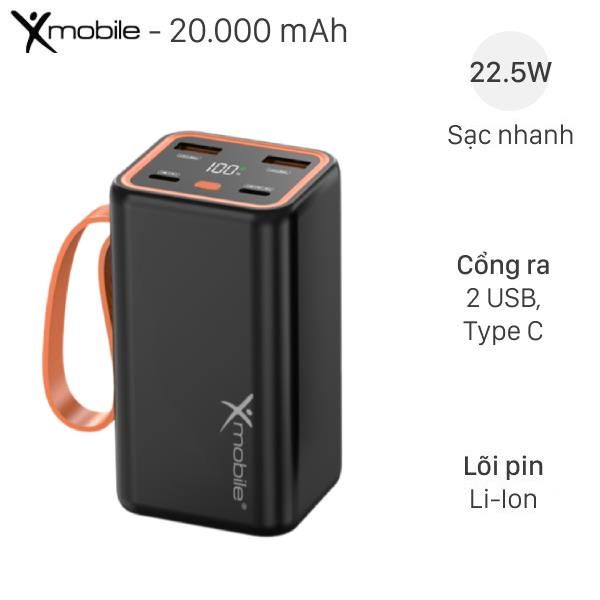 Pin sạc dự phòng Xmobile YM-672 20000mAh PD QC 3.0 22.5W