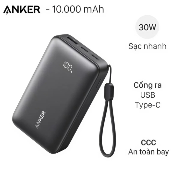 Pin sạc dự phòng LiFePO4 10000mAh Type C PD QC 3.0 30W Anker Zolo A110J
