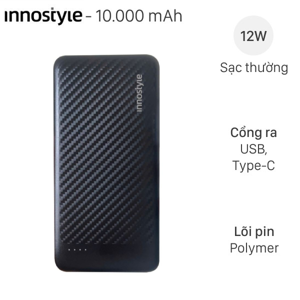 Pin sạc dự phòng Innostyle PowerSmart IP12SABLK 10000mAh 12W