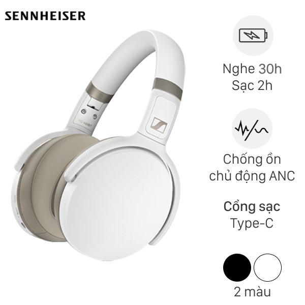 Tai nghe Bluetooth Chụp Tai Sennheiser HD450BT (Đen, Trắng)