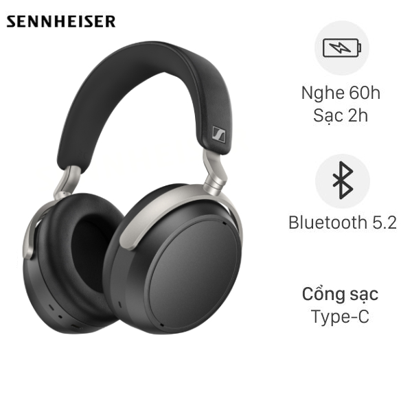 Tai nghe Bluetooth chụp tai Sennheiser HDB 630 - Đen