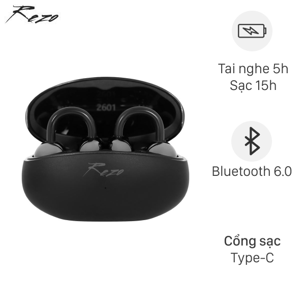 Tai nghe Open-Ear OWS Rezo LiteWave OWS1020 - Đen