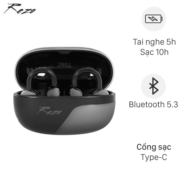 Tai nghe Open-Ear OWS Rezo MuseGo OWS1010 - Đen